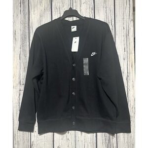 Nike Club Fairway Knit Black Cardigan Sweater Men's Size XL FZ9113-010 NWT $90